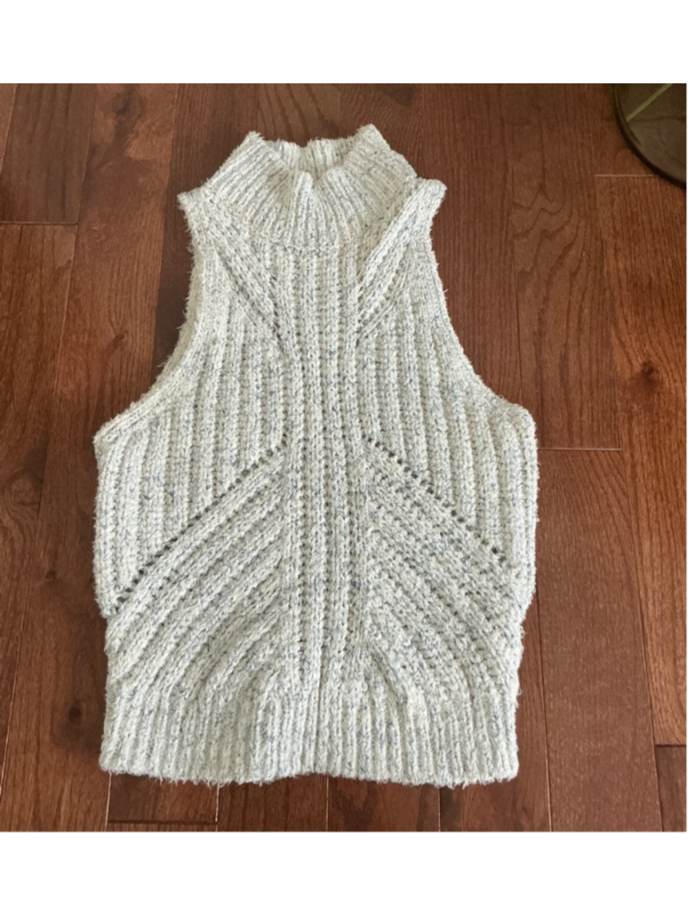 Women's Anthropologie White Blue Knit Sleeveless Sweater XS